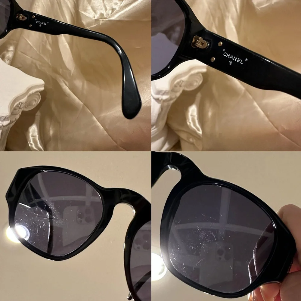 Chanel 0005 CC Quilted Vintage Sunglasses in Black Hue